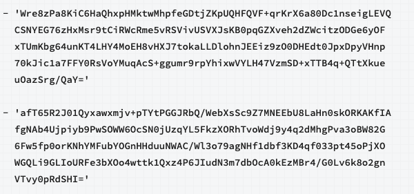 Image of multiple key string sequence.